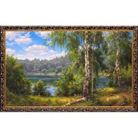 Картина на холсте Русская коллекция Лесное озеро, 68х108 см