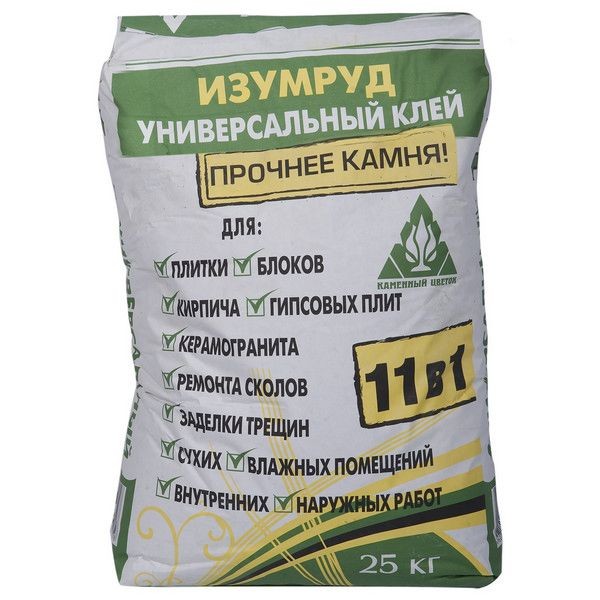 Клей для плитки Каменный цветок Изумруд, 25 кг