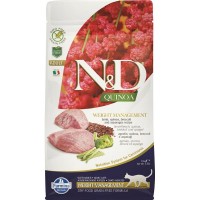 Сухой корм для кошек для контроля веса FARMINA N&D Quinoa Adult Weight Management беззерновой корм Ягненок Киноа 1.5 кг
