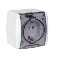 Розетка EKF с заземлением с прозрачной крышкой EQR16-029-30-54-T