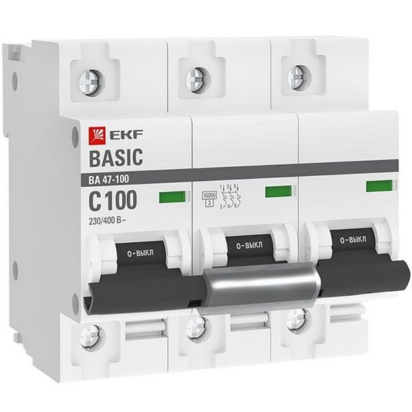 Выключатель автоматический EKF Basic mcb47100-3-100C-bas 3Р 230В 100А