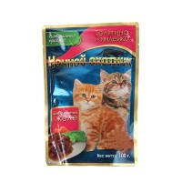 Пауч для кошек Ночной охотник д/КОТЯТ Телятина/индейка в желе 100гр х 24 шт.