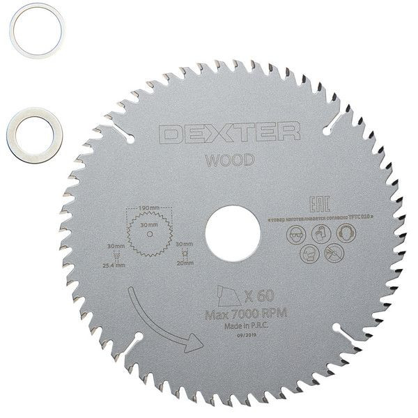 Диск пильный по дереву Dexter FD-E031903060T, 190x30 мм, 60 Т