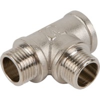 Тройник Valtec, внутренняя-наружная-наружная резьба, 1/2 "34;, никелированная латунь VTr.133.N.0004