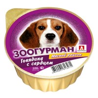 Влажный корм для собак ЗООГУРМАН – МЯСНОЙ РАЦИОН, Говядина с сердцем, 100г