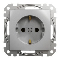 Розетка встраиваемая Schneider Electric Sedna Design с заземлением, цвет алюминий