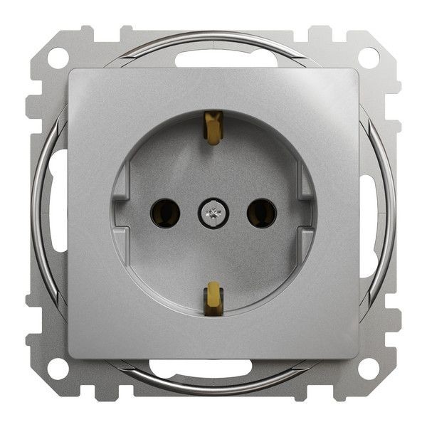 Розетка встраиваемая Schneider Electric Sedna Design с заземлением, цвет алюминий