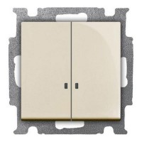 Выключатель встраиваемый ABB Basic 55 2 клавиши с подсветкой, цвет бежевый