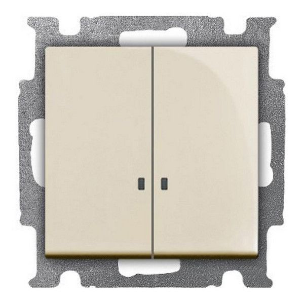 Выключатель встраиваемый ABB Basic 55 2 клавиши с подсветкой, цвет бежевый