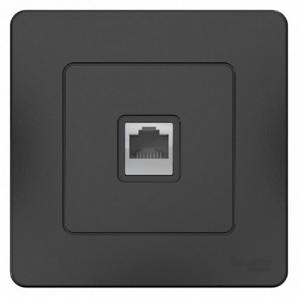 Розетка компьютерная встраиваемая Schneider Electric Blanca RJ45, UTP cat 5e, цвет антрацит