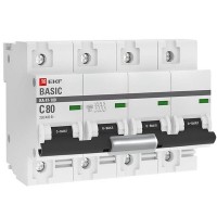 Выключатель автоматический EKF Basic mcb47100-4-80C-bas 4Р 230В 80А