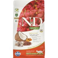 Сухой корм для кошек для здоровья кожи и шерсти FARMINA N&D Cat Quinoa Skin&Coat беззерновой Сельдь Киноа 1.5 кг