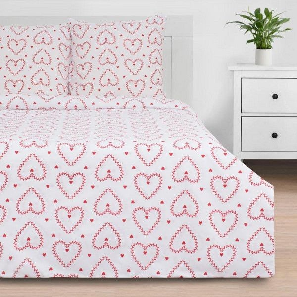Комплект постельного белья полутораспальный Этель Red heart 4806590, бязь