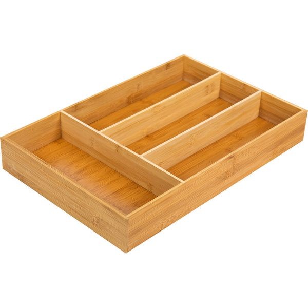 Лоток для столовых приборов Delinia, 30x6.4x46 см, бамбук, цвет жёлтый