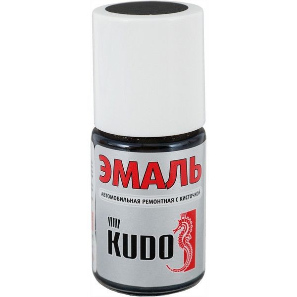Эмаль автомобильная Kudo с кисточкой, цвет 1К чёрный матовый, 15 мл
