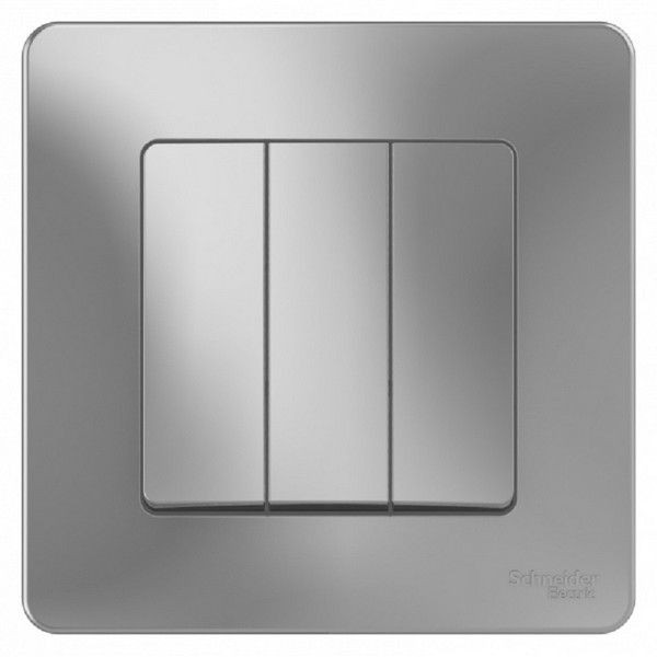 Выключатель встраиваемый Schneider Electric Blanca 3 клавиши, цвет алюминий