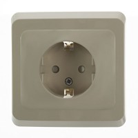 Розетка встраиваемая Schneider Electric Этюд с заземлением, со шторками, цвет кремовый