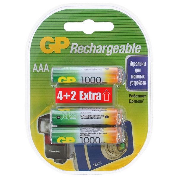 Аккумулятор GP Ni-Mh 100 AAA HC 4/2, 6 шт.