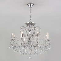 Люстра подвесная Eurosvet Collana E14 10096/8 хром/прозрачный хрусталь Strotskis 8 ламп 32 м²