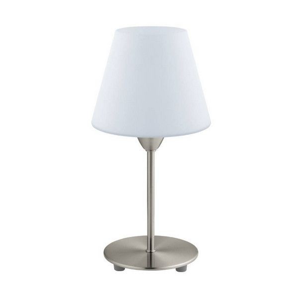 Лампа настольная Eglo DAMASCO 1, 1х60W(E14), сталь, никель мат./опаловое стекло, белый