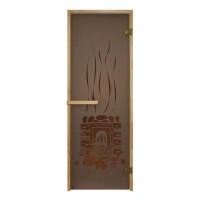 Дверь для сауны, 69х189 см, цвет бронза с рисунком
