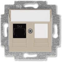 Розетка компьютерная встраиваемая ABB Levit RJ45, cat 5е, цвет кофе макиато/белый
