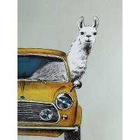 Постер «Лама в авто» 21x29.7 см