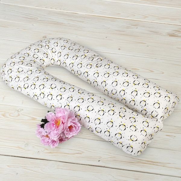 Подушка AmaroBaby для беременных Пингвины 340х35 см, холлофайбер