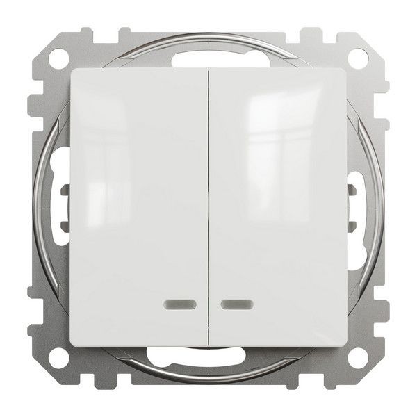 Выключатель встраиваемый Schneider Electric Sedna Design 2 клавиши с подсветкой, цвет белый