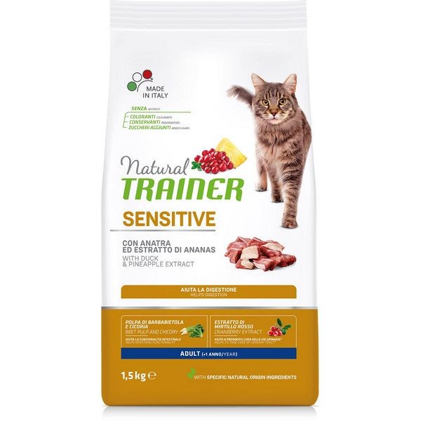 Сухой корм для чувствительных и склонных к аллергии кошек TRAINER Solution Sensitive Adult Утка Экстракт ананаса 1.5 кг