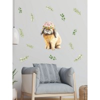 Декоративная наклейка для стены Lisadecor-shop Цветочный кролик и веточки S0026