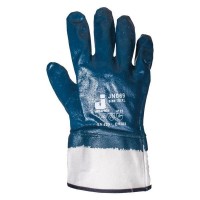 Перчатки защитные Jeta Safety, полное нитриловое покрытие хлопковая подкладка, крага, синие JN069-XL(1пара)