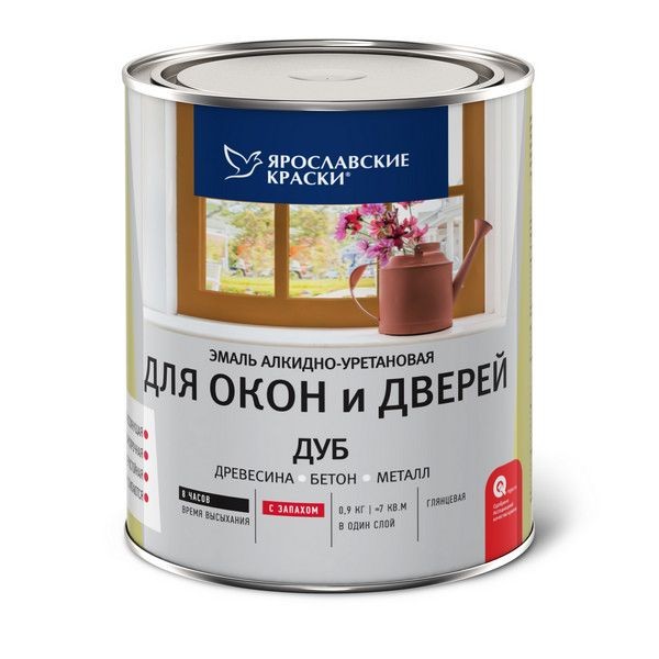 Эмаль для окон и дверей цвет дуб 0.9 кг