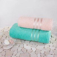 Набор из 2-х полотенец Harmonika Цвет: Персиковый, Мятный (50х80 см, 70х130 см) br34309