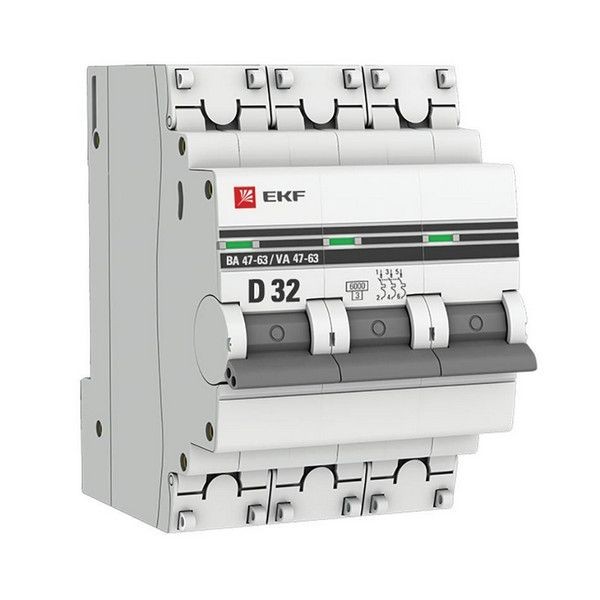 Выключатель автоматический EKF PROxima mcb4763-6-3-32D-pro 3Р 230В 32А