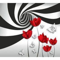 Фотообои DeliceDecor Красные маки 3D Ф 172 300х270 см