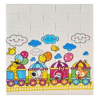 Мягкая самоклеящаяся 3D панель для стен и потолка LAKO DECOR LKD-87-07-13 Детская комната Веселый поезд 70x77