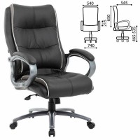 Кресло офисное Brabix Premium Strong Hd-009, Нагрузка до 200 кг, экокожа черная, ткань серая, 531945