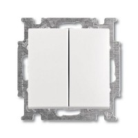 Выключатель встраиваемый ABB Basic 55 2 клавиши, цвет альпийский белый