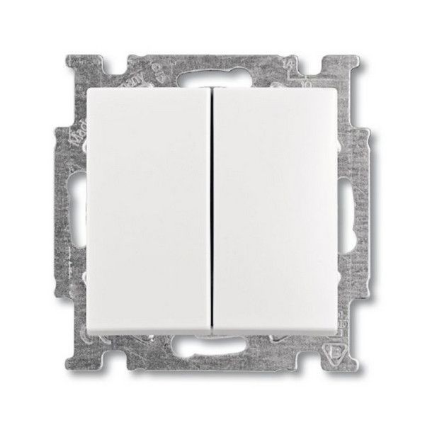 Выключатель встраиваемый ABB Basic 55 2 клавиши, цвет альпийский белый