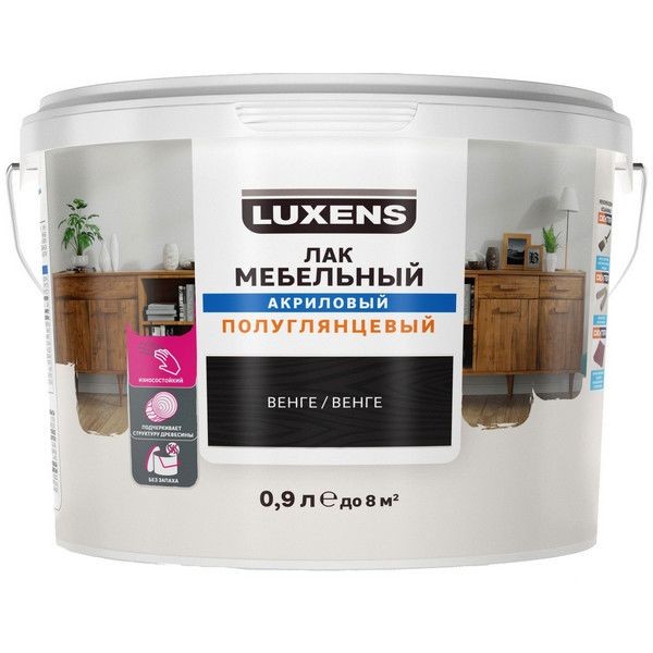Лак для мебели Luxens акриловый цвет венге полуглянцевый 0.9 л