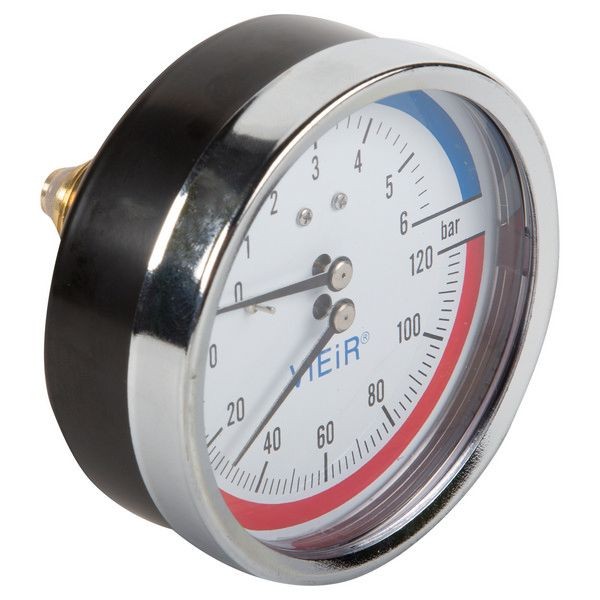 Термоманометр горизонтальный, 1/2 "34;, 120 град, 6 бар