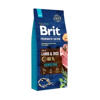 Сухой корм для собак с чувствительным пищеварением BRIT Premium By Nature Sensitive Lamb Ягненок 15 кг