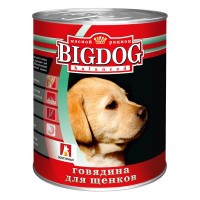 Влажный корм для собак БигДог (BigDog), Говядина для щенков, 850г