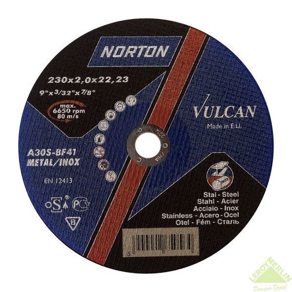 Круг отрезной по металлу Norton, тип 41, 230x2x22.2 мм