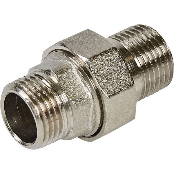 Сгон прямой Valtec, наружная-наружная резьба, 1/2 "34;, никелированная латунь VTr.728.N.0004