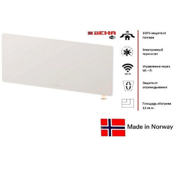 Электрический конвектор BEHA с передней стеклянной панелью PGV 12 Wi-Fi 810250