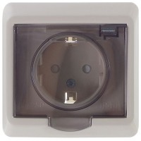 Розетка встраиваемая влагозащищённая Schneider Electric Этюд с заземлением, со шторками, IР44, цвет кремовый