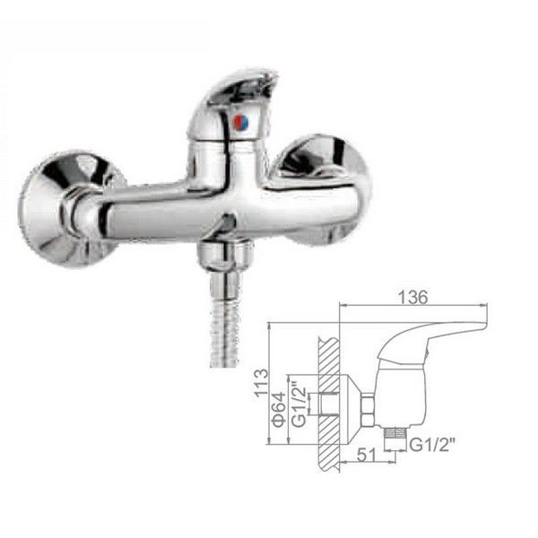 Смеситель для душа Ledeme L2038-B