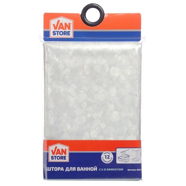 Шторка для ванной Vanstore с 3D эффектом "34;Галька "34; 180*180 см